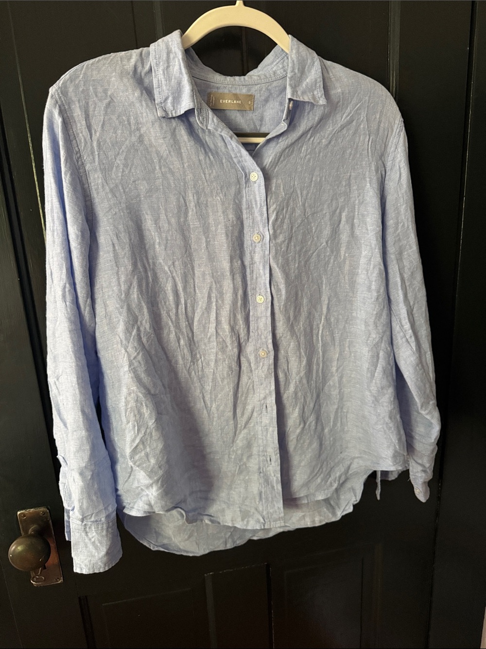 Everlane The Linen Relaxed Shirt Sz 2 Classic Blue 100% Linen French Blue